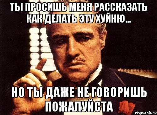 ты просишь меня рассказать как делать эту хуйню... но ты даже не говоришь пожалуйста, Мем крестный отец