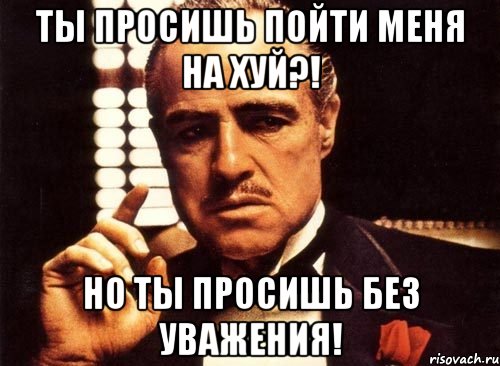 ты просишь пойти меня на хуй?! но ты просишь без уважения!, Мем крестный отец