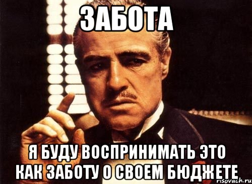 забота я буду воспринимать это как заботу о своем бюджете, Мем крестный отец