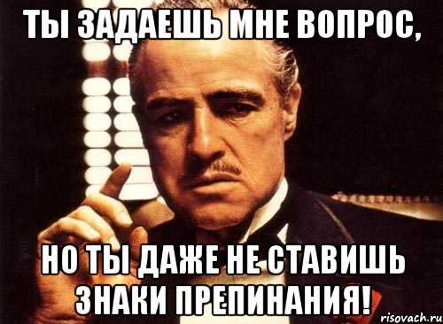 ты задаешь мне вопрос, но ты даже не ставишь знаки препинания!, Мем крестный отец