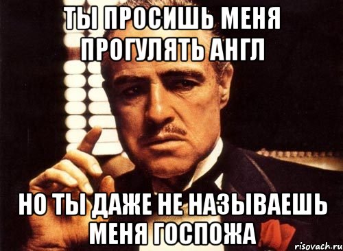 ты просишь меня прогулять англ но ты даже не называешь меня госпожа, Мем крестный отец