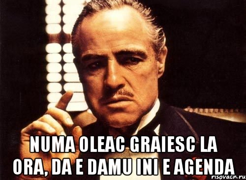  numa oleac graiesc la ora, da e damu ini e agenda, Мем крестный отец