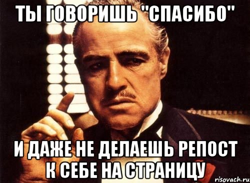 ты говоришь "спасибо" и даже не делаешь репост к себе на страницу, Мем крестный отец