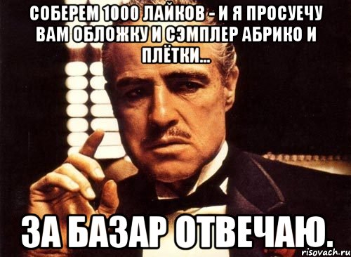 соберем 1000 лайков - и я просуечу вам обложку и сэмплер абрико и плётки... за базар отвечаю., Мем крестный отец