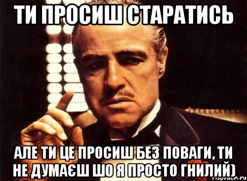 ти просиш старатись але ти це просиш без поваги, ти не думаєш шо я просто гнилий), Мем крестный отец