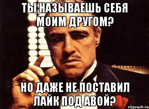 ты называешь себя моим другом? но даже не поставил лайк под авой?, Мем крестный отец