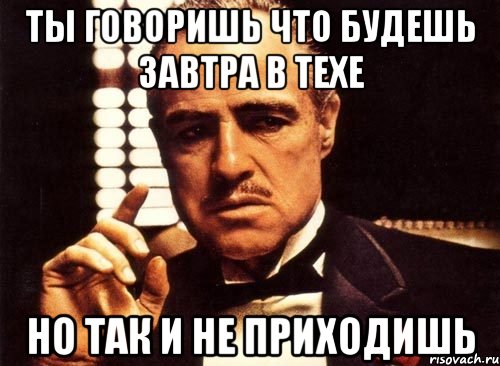 ты говоришь что будешь завтра в техе но так и не приходишь, Мем крестный отец