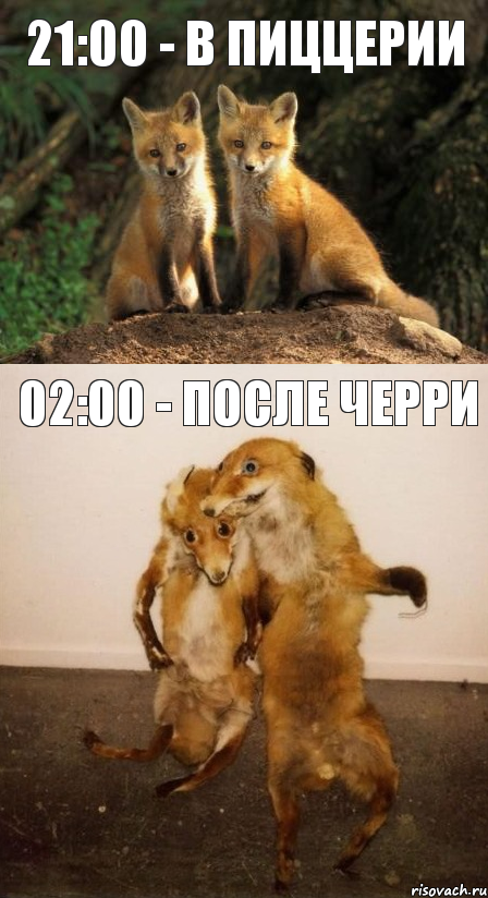 21:00 - в пиццерии 02:00 - после Черри