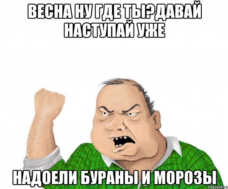 весна ну где ты?давай наступай уже надоели бураны и морозы, Мем мужик