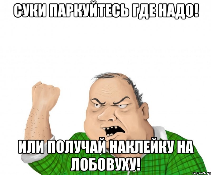 суки паркуйтесь где надо! или получай наклейку на лобовуху!, Мем мужик