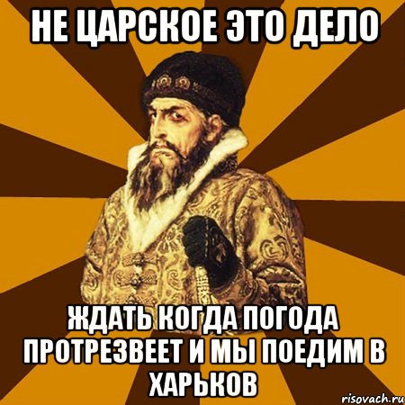 не царское это дело ждать когда погода протрезвеет и мы поедим в харьков, Мем Не царское это дело