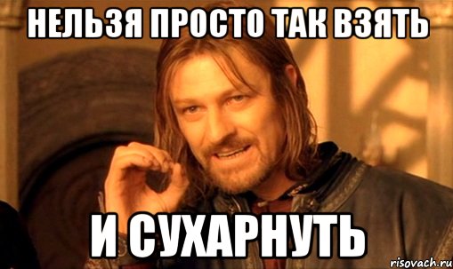 нельзя просто так взять и сухарнуть, Мем Нельзя просто так взять и (Боромир мем)