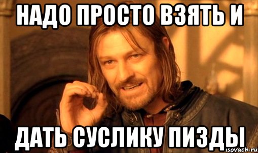 надо просто взять и дать суслику пизды, Мем Нельзя просто так взять и (Боромир мем)