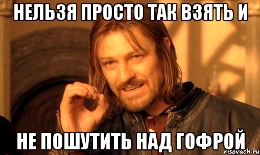 нельзя просто так взять и не пошутить над гофрой, Мем Нельзя просто так взять и (Боромир мем)