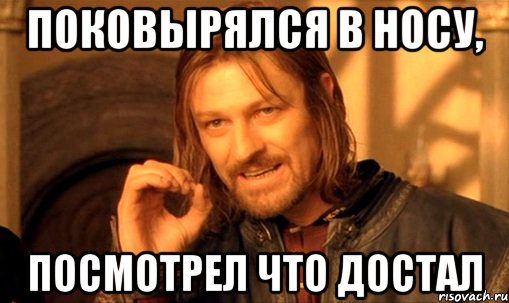 поковырялся в носу, посмотрел что достал, Мем Нельзя просто так взять и (Боромир мем)