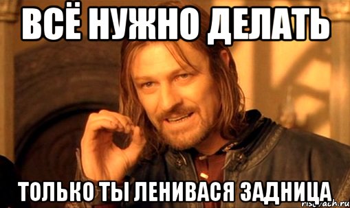 всё нужно делать только ты ленивася задница, Мем Нельзя просто так взять и (Боромир мем)