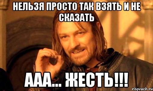 нельзя просто так взять и не сказать ааа... жесть!!!, Мем Нельзя просто так взять и (Боромир мем)