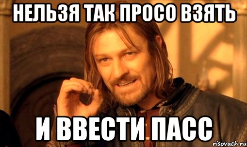 нельзя так просо взять и ввести пасс, Мем Нельзя просто так взять и (Боромир мем)