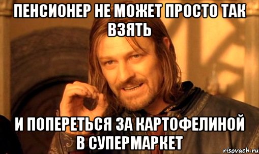 пенсионер не может просто так взять и попереться за картофелиной в супермаркет, Мем Нельзя просто так взять и (Боромир мем)