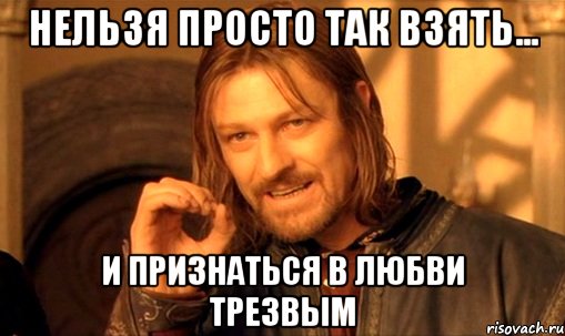 нельзя просто так взять... и признаться в любви трезвым, Мем Нельзя просто так взять и (Боромир мем)