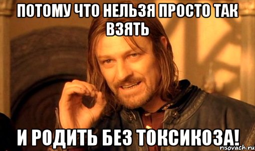 потому что нельзя просто так взять и родить без токсикоза!, Мем Нельзя просто так взять и (Боромир мем)