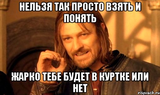 нельзя так просто взять и понять жарко тебе будет в куртке или нет, Мем Нельзя просто так взять и (Боромир мем)