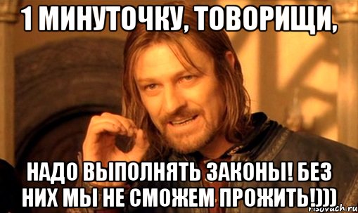 1 минуточку, товорищи, надо выполнять законы! без них мы не сможем прожить!))), Мем Нельзя просто так взять и (Боромир мем)