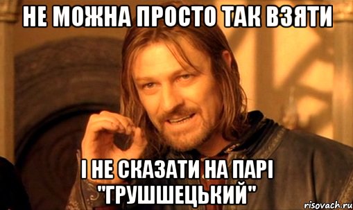 не можна просто так взяти і не сказати на парі "грушшецький", Мем Нельзя просто так взять и (Боромир мем)