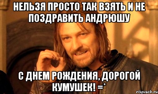 нельзя просто так взять и не поздравить андрюшу с днем рождения, дорогой кумушек! =*, Мем Нельзя просто так взять и (Боромир мем)