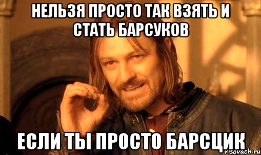 нельзя просто так взять и стать барсуков если ты просто барсцик, Мем Нельзя просто так взять и (Боромир мем)