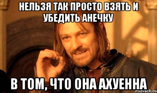 нельзя так просто взять и убедить анечку в том, что она ахуенна, Мем Нельзя просто так взять и (Боромир мем)