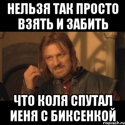 нельзя так просто взять и забить что коля спутал иеня с биксенкой, Мем Нельзя просто взять