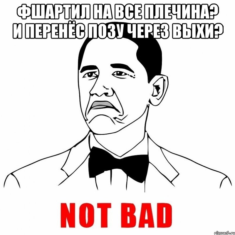 фшартил на все плечина? и перенёс позу через выхи? , Мем  Not bad