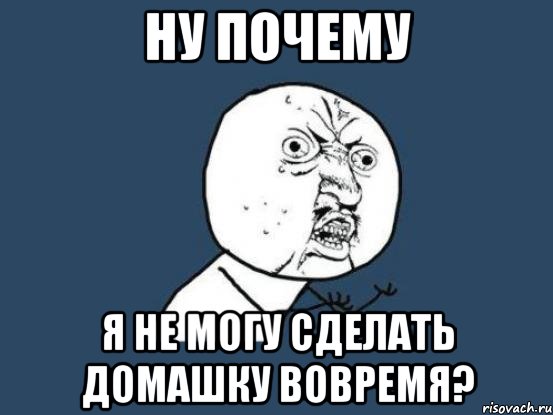 ну почему я не могу сделать домашку вовремя?, Мем Ну почему