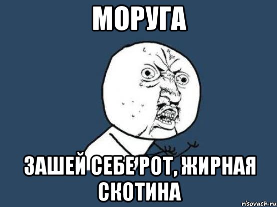 моруга зашей себе рот, жирная скотина, Мем Ну почему