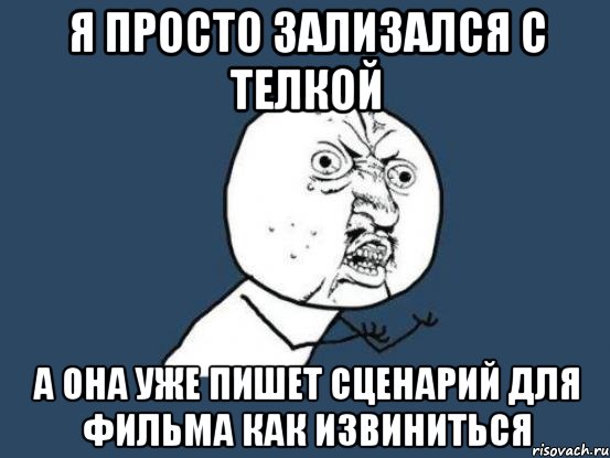 я просто зализался с телкой а она уже пишет сценарий для фильма как извиниться, Мем Ну почему