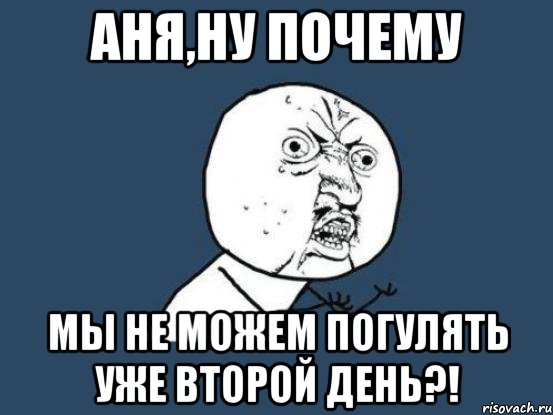 аня,ну почему мы не можем погулять уже второй день?!, Мем Ну почему