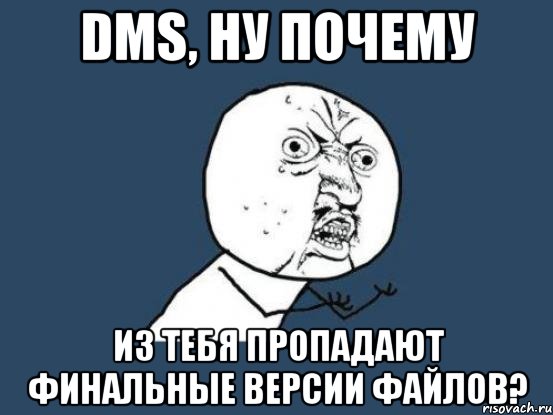 dms, ну почему из тебя пропадают финальные версии файлов?, Мем Ну почему