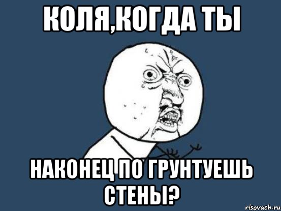 коля,когда ты наконец по грунтуешь стены?, Мем Ну почему