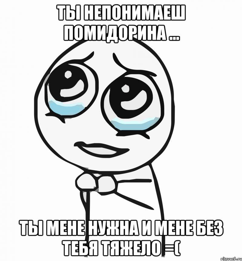 ты непонимаеш помидорина ... ты мене нужна и мене без тебя тяжело =(, Мем  ну пожалуйста (please)