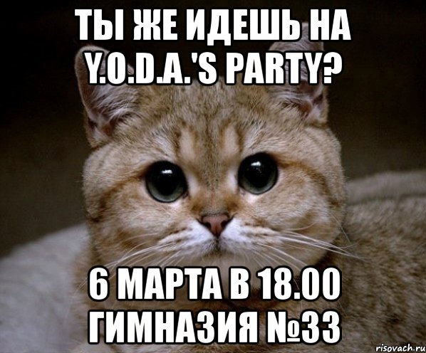 ты же идешь на y.o.d.a.'s party? 6 марта в 18.00 гимназия №33, Мем Пидрила Ебаная