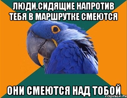 люди,сидящие напротив тебя в маршрутке смеются они смеются над тобой, Мем Попугай параноик