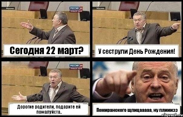 Сегодня 22 март? У сеструли День Рождения! Дорогие родители, подарите ей пожалуйста.. Помиранского щпицааааа, ну плииизз, Комикс с Жириновским