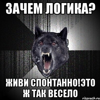 зачем логика? живи спонтанно!это ж так весело, Мем Сумасшедший волк