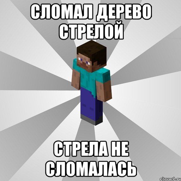 сломал дерево стрелой стрела не сломалась, Мем Типичный игрок Minecraft