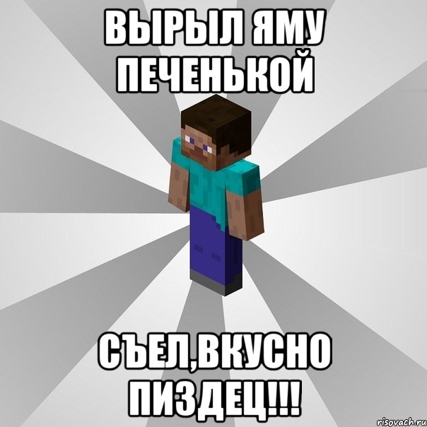 вырыл яму печенькой съел,вкусно пиздец!!!, Мем Типичный игрок Minecraft