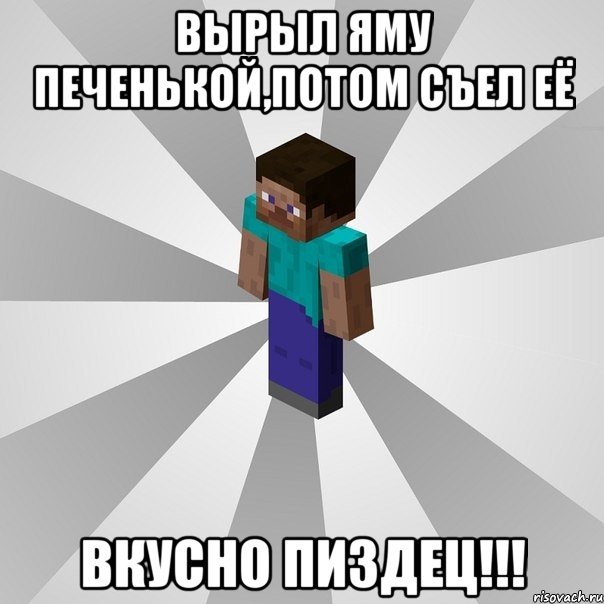 вырыл яму печенькой,потом съел её вкусно пиздец!!!, Мем Типичный игрок Minecraft