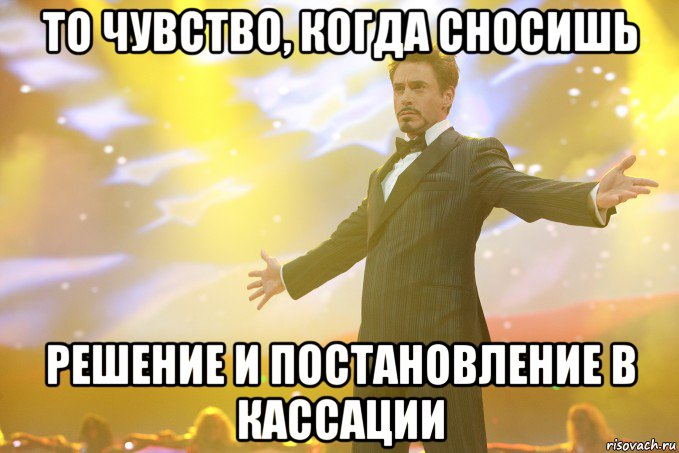 то чувство, когда сносишь решение и постановление в кассации, Мем Тони Старк (Роберт Дауни младший)