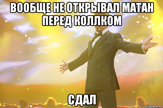 вообще не открывал матан перед коллком сдал, Мем Тони Старк (Роберт Дауни младший)