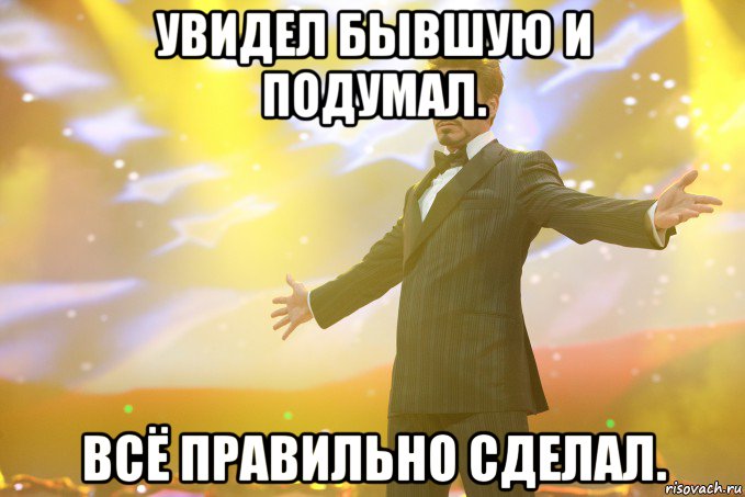 увидел бывшую и подумал. всё правильно сделал., Мем Тони Старк (Роберт Дауни младший)